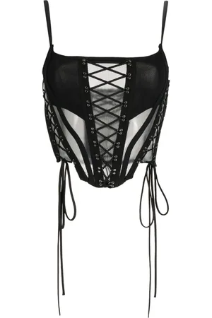 MONSE Lace-up sheer bustier top