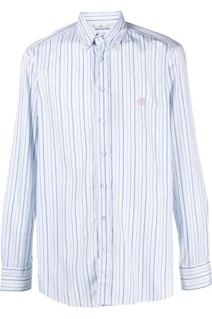 Etro Logo-embroidered striped cotton shirt