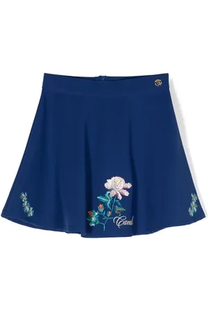 Roberto Cavalli Flower-embroidered short skirt