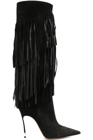 Casadei Cassidy 110mm fringed suede boots