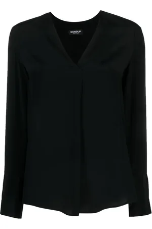 Dondup V-neck logo-plaque blouse