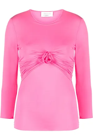 BLUMARINE Floral-appliqué gathered T-shirt