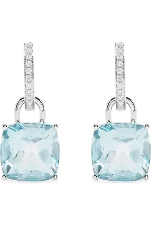 Kiki Mcdonough 18kt white gold Kiki Classics topaz and diamond detachable hoop earrings