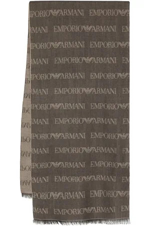 Emporio Armani Monogram-pattern knitted scarf