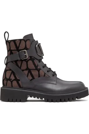 VALENTINO GARAVANI Toile Iconographe 35mm leather boots
