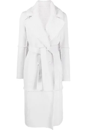 Patrizia Pepe Double-breasted shearling-trim coat