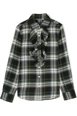 Ralph Lauren Plaid-check ruffled cotton shirt