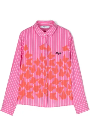 Msgm Butterfly-print striped shirt