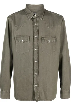 Tom Ford Pointed-collar press-stud denim shirt