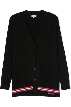 PUCCI Junior Cable-knit V-neck cardigan