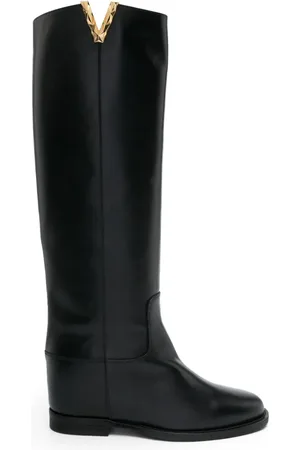 Via Roma V-plaque leather boots
