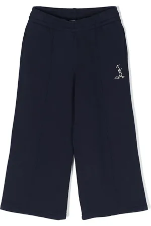 There Was One Kids Logo-embroidered wide-leg track pants