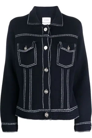 Barrie Contrast-stitching denim-effect jacket