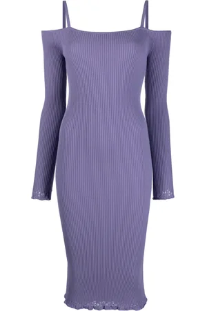 BLUMARINE Off-shoulder ribbed-knit dress