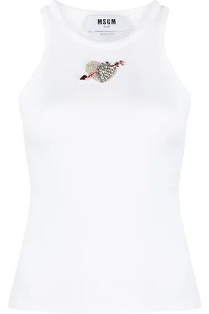 Msgm Appliqué-detail stretch-cotton top