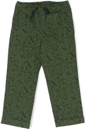 There Was One Kids Sketch-print cotton trousers