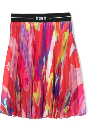 Msgm Logo-waistband pleated skirt