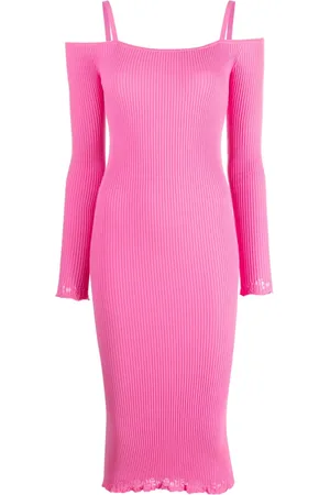 BLUMARINE Off-shoulder ribbed-knit dress