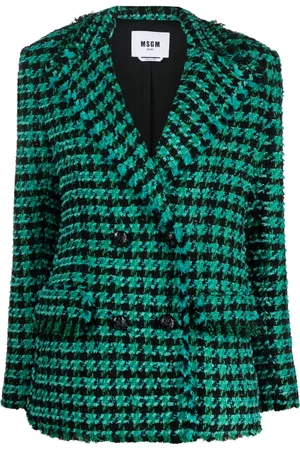 Msgm Tweed houndstooth double-breasted jacket