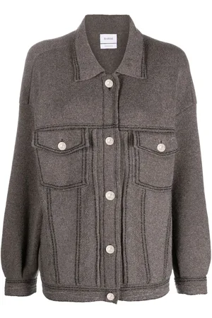 Barrie Contrast-stitching denim-effect jacket