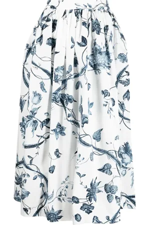 Erdem Botanical-print cotton midi skirt