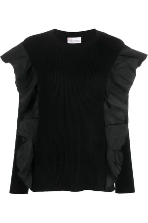 RED Valentino Ruffle-detail ribbed-knit top