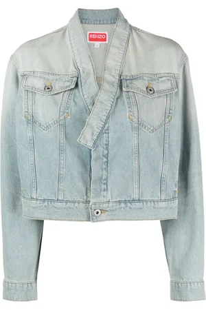 Kenzo Faded-effect cropped denim jacket