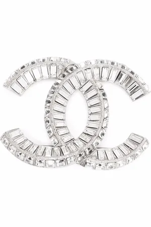 CHANEL 2000s CC crystal-embellished brooch