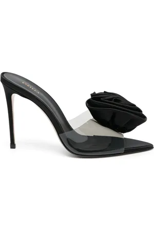 LE SILLA Rose 110mm floral-appliqué mules