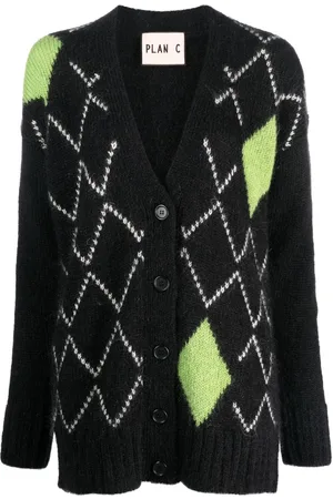 Plan C Geometric-pattern knitted cardigan