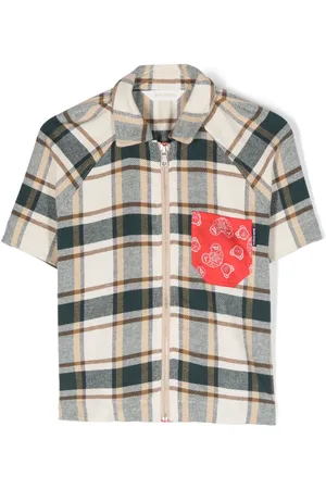 Palm Angels Bandana-print pocket plaid shirt
