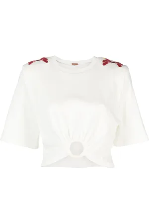 JOHANNA ORTIZ Ensenada embroidered cropped T-shirt