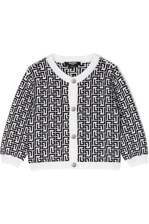 Balmain Monogram-pattern knitted cardigan