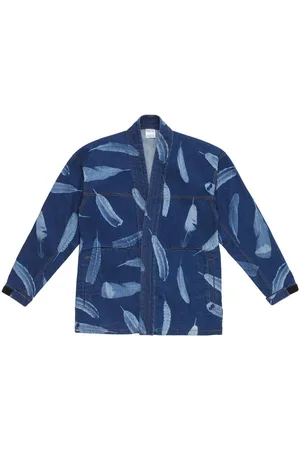 MARCELO BURLON Feather-print denim jacket