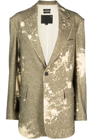 R13 Paint splatter-print tweed blazer