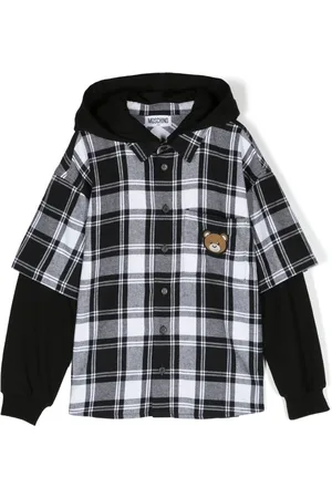 Moschino Teddy Bear-patch hooded check shirt