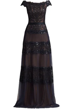 Tadashi Shoji Semi-sheer lace sequin gown
