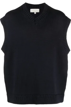 STUDIO NICHOLSON V-neck cotton-blend knitted vest