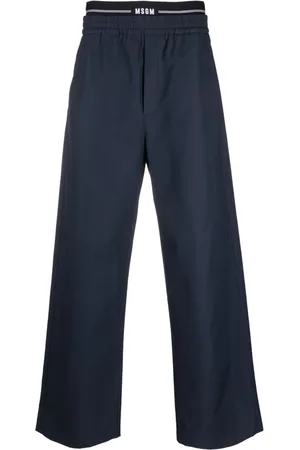 Msgm Logo-waistband straight-leg trousers