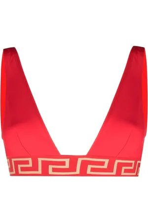 VERSACE La Greca-print bikini top