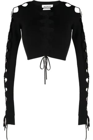 MONSE Lace-up detail cropped jumper