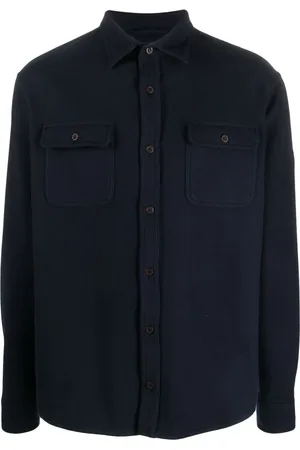 Paul & Shark Logo-patch brushed shirt jacket