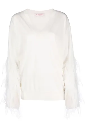 VALENTINO GARAVANI Feather-detail wool jumper