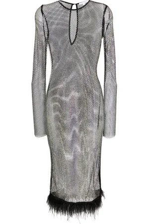 Patrizia Pepe Rhinestone-embellished sheer midi dress