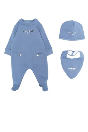 Balmain Logo-embroidered cotton babygrow set