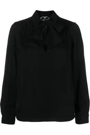 Elisabetta Franchi Logo-embroidered scarf-neck blouse