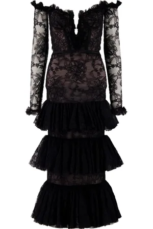 Giambattista Valli Tiered off-the-shoulder lace dress