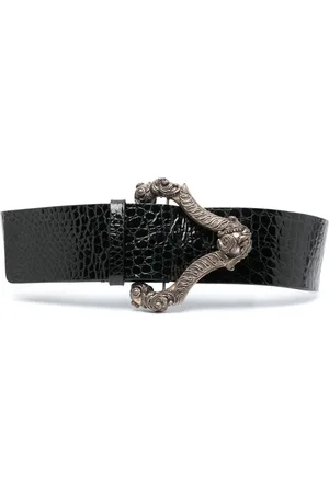Gianfranco Ferré 2000s crocodile-embossed leather buckle belt