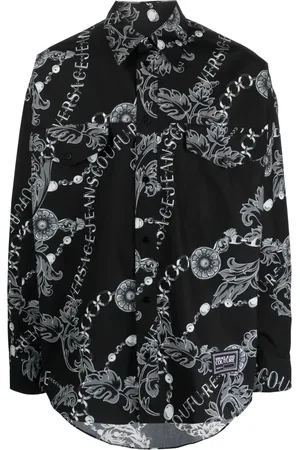 VERSACE Chain Couture-print cotton shirt