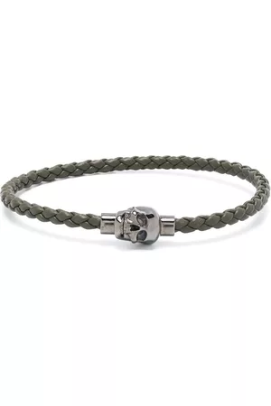 Alexander McQueen Skull-charm braided leather bracelet